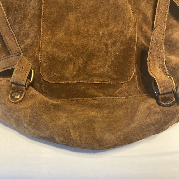 Patricia Nash Casape Backpack in Burnished Suede Cognac, braided trim, durable main image 7